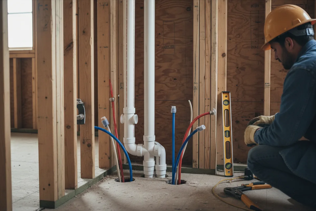 Drain and supply rough-in during Leak Detection in Millersburg