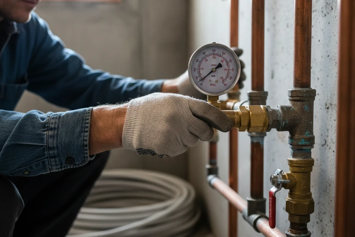 Pressure testing a repaired line during Water Line Repair in Millersburg